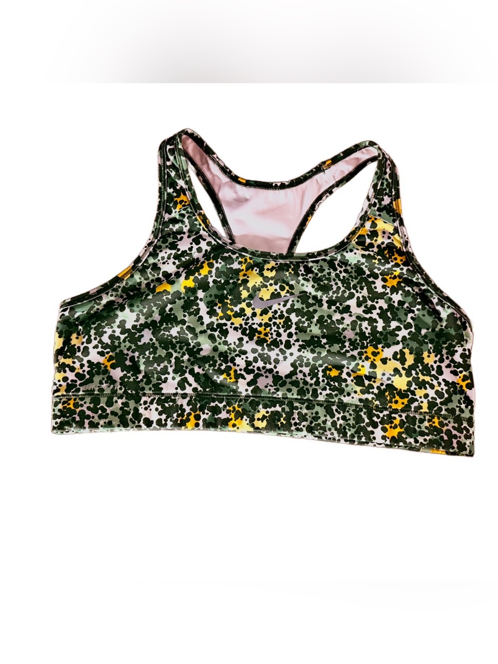 Nike Dri-FIT Racerback Sports Bra Speckled Print Size M Athletic Workout EUC